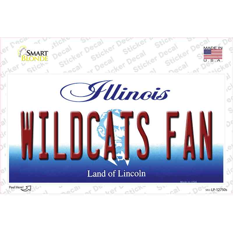 LP-12750s-M Wildcats Fan Illinois Novelty Sticker Decal, Medium
