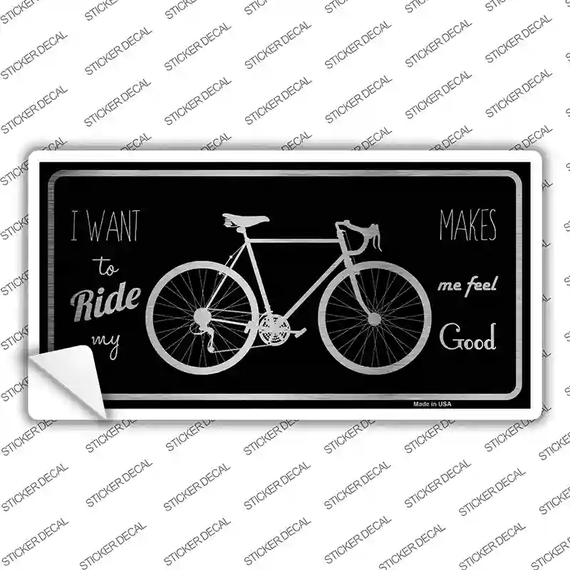 LPC-1076s-S Bike Black Brushed Chrome Novelty Sticker Decal, Small