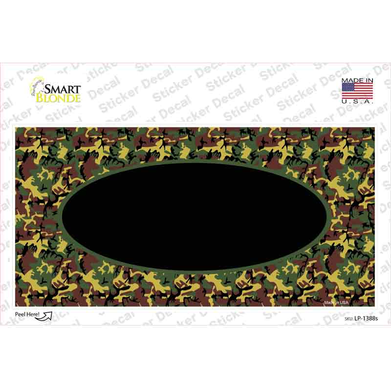 LP-1388s-M Green Camo with Black Oval Center Novelty Sticker Decal, Medium