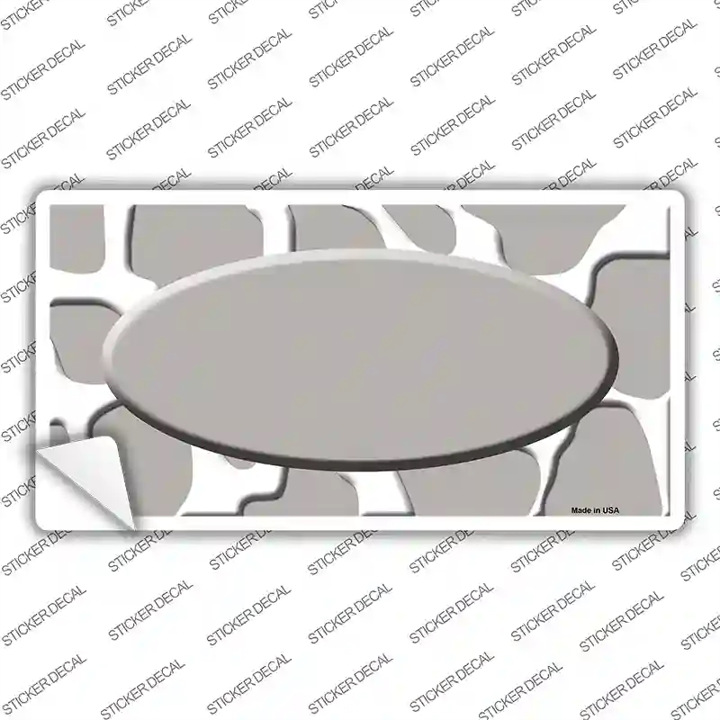 LP-2954s-L Gray White Giraffe Center Oval Novelty Sticker Decal, Large