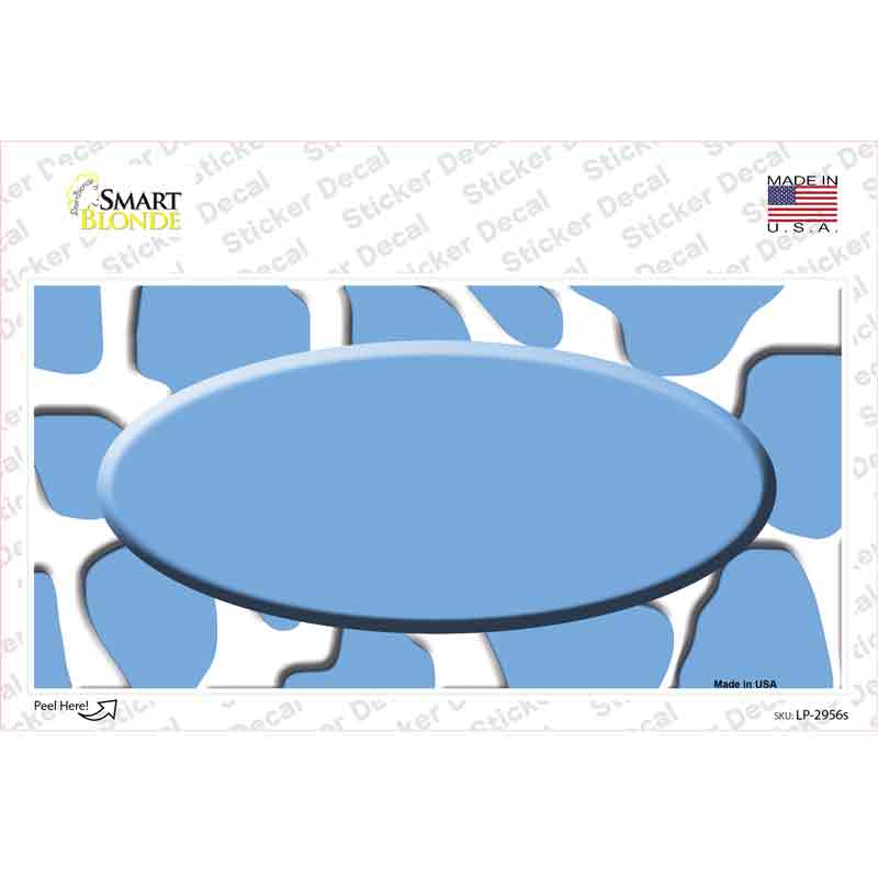 LP-2956s-M Light Blue White Giraffe Center Oval Novelty Sticker Decal, Medium