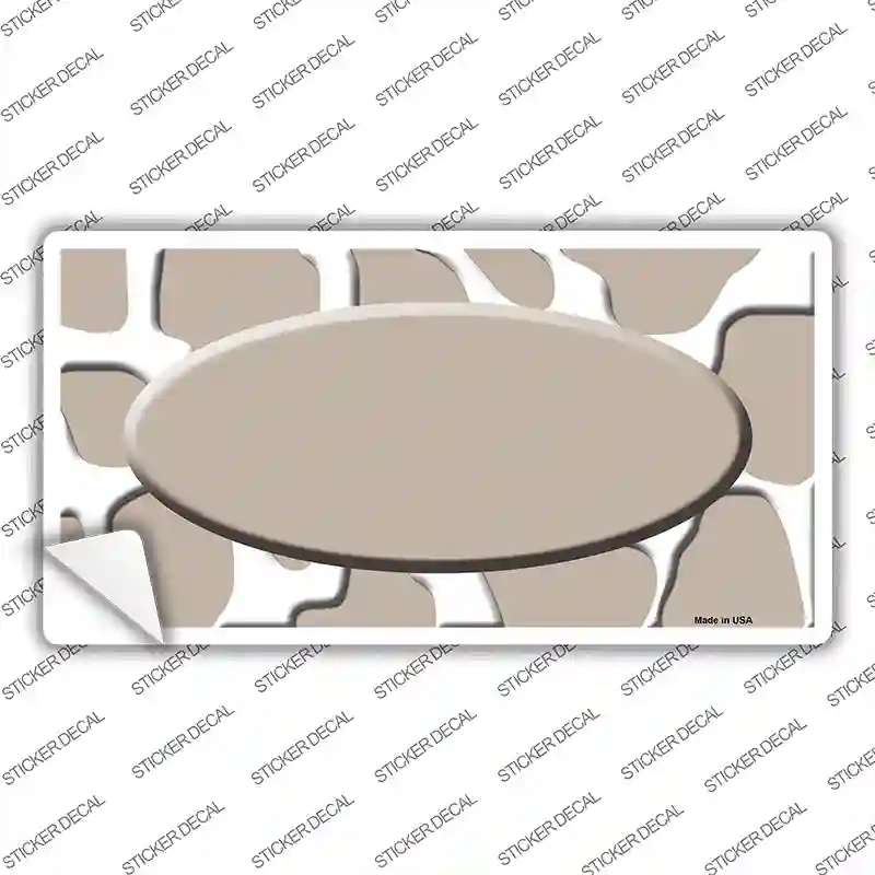 LP-2957s-S Tan White Giraffe Center Oval Novelty Sticker Decal, Small