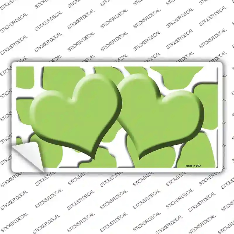 LP-2963s-S Lime Green White Giraffe Centered Hearts Novelty Sticker Decal, Small