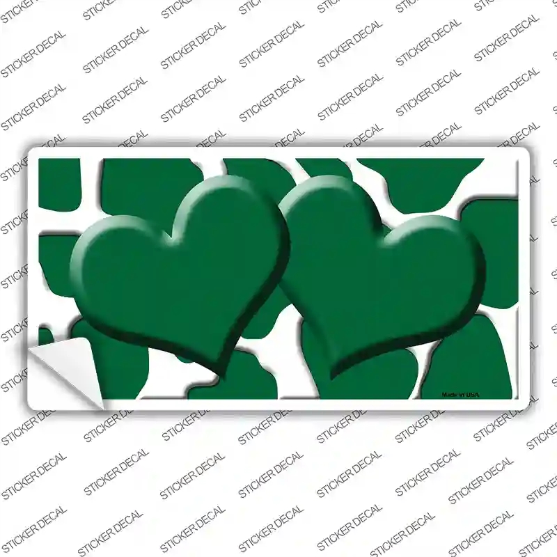 LP-2967s-S Green White Giraffe Centered Hearts Novelty Sticker Decal, Small