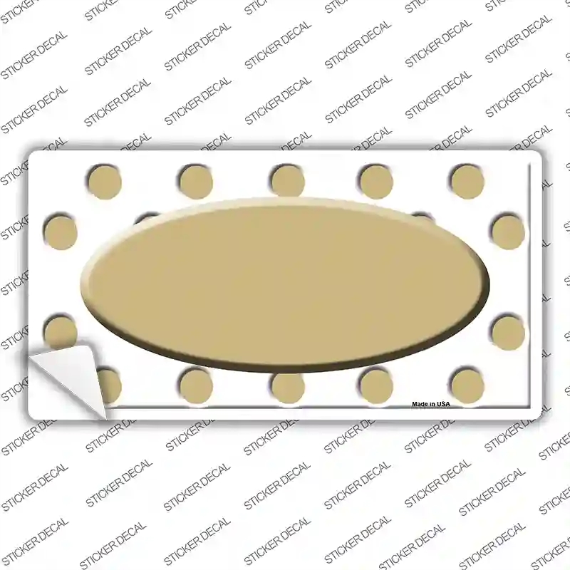 LP-2997s-L Gold White Polka Dot Center Oval Novelty Sticker Decal, Large