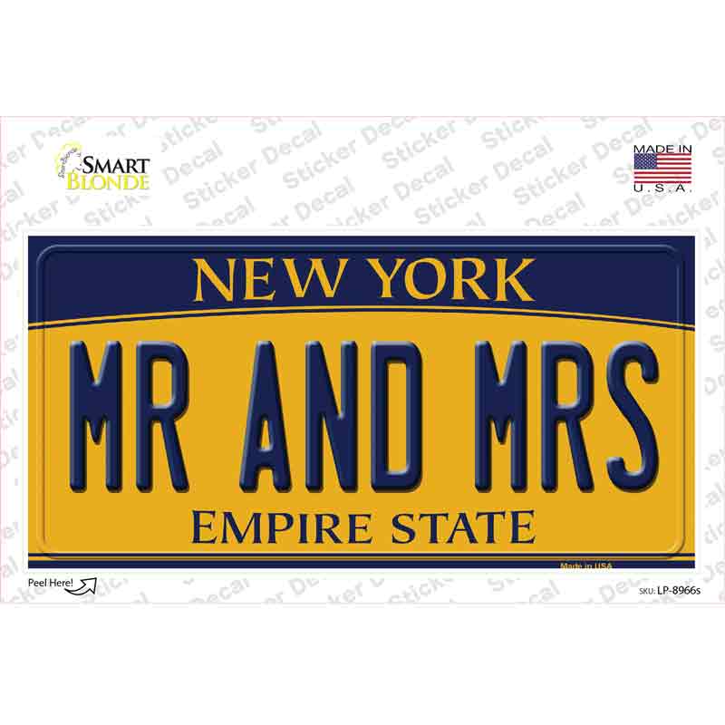 LP-8966s-M Mr. & Mrs.   York Novelty Sticker Decal, Medium