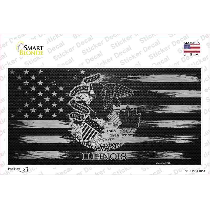 LPC-1105s-M Illinois Carbon Fiber Novelty Sticker Decal, Medium