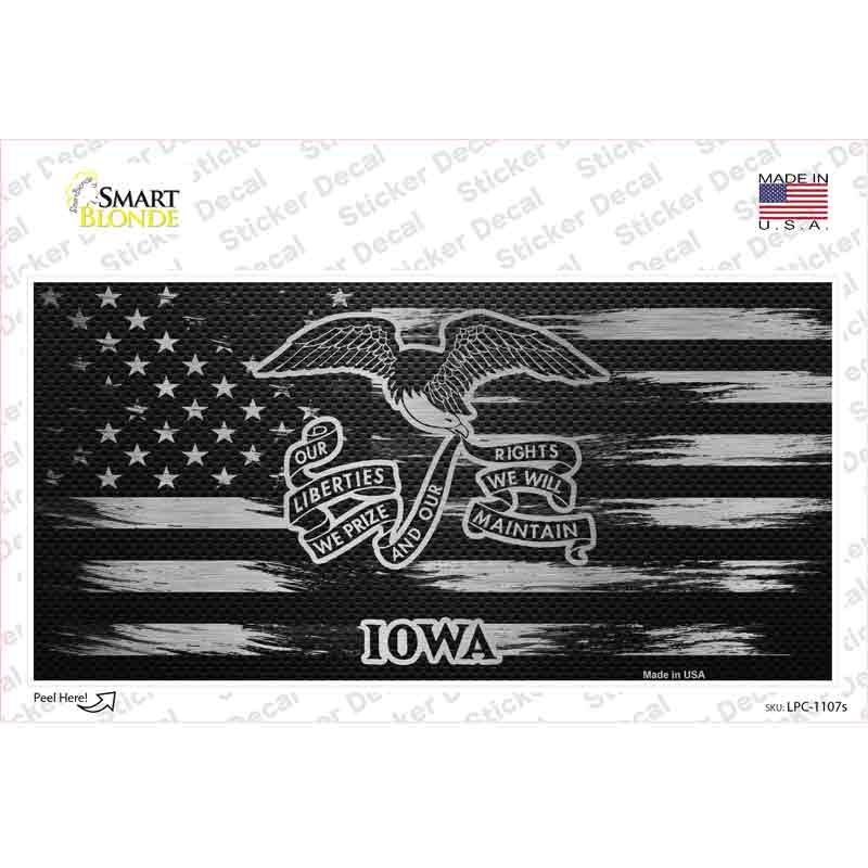 LPC-1107s-M Iowa Carbon Fiber Novelty Sticker Decal, Medium