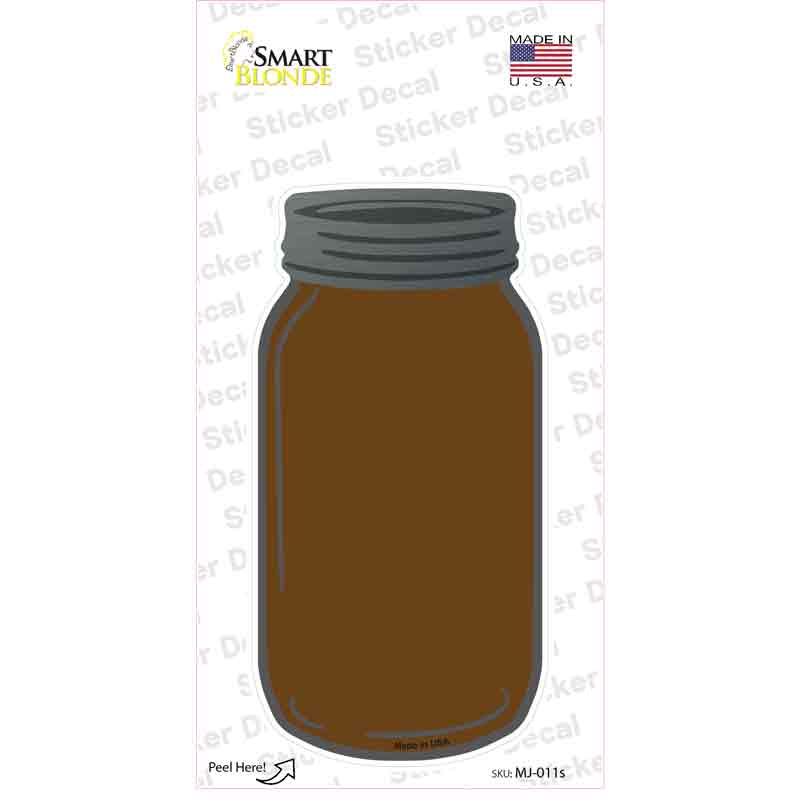 MJ-011s-M Brown Novelty Mason Jar Sticker Decal, Medium