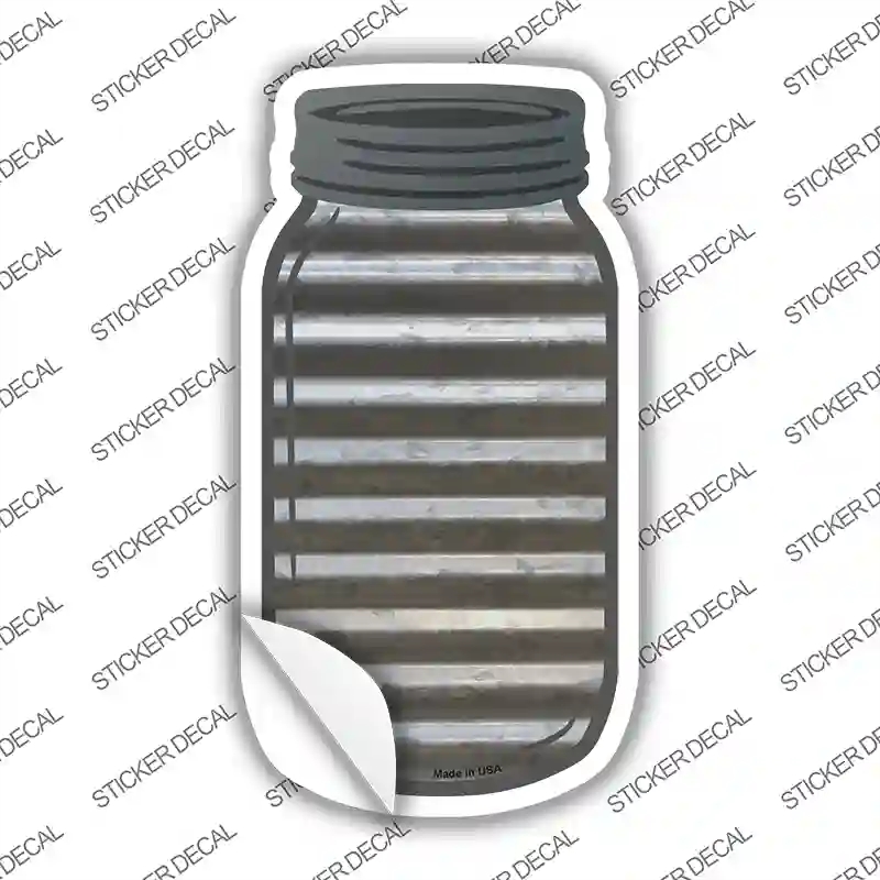 MJ-018s-L Corrugated Gray Blank Novelty Mason Jar Sticker Decal, Large