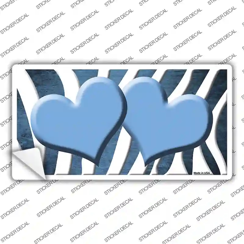LP-6957s-S Light Blue White Zebra Hearts Oil Rubbed Novelty Sticker Decal, Small