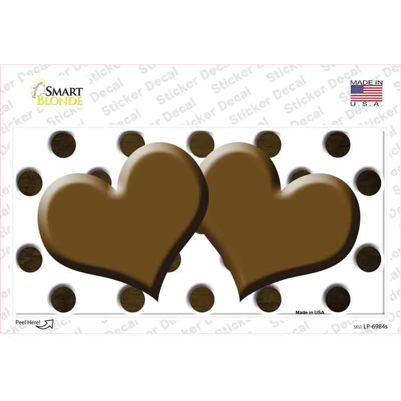 LP-6984s-M Brown White Dots Hearts Oil Rubbed Novelty Sticker Decal, Medium