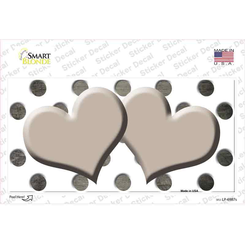 LP-6987s-M Tan White Dots Hearts Oil Rubbed Novelty Sticker Decal, Medium