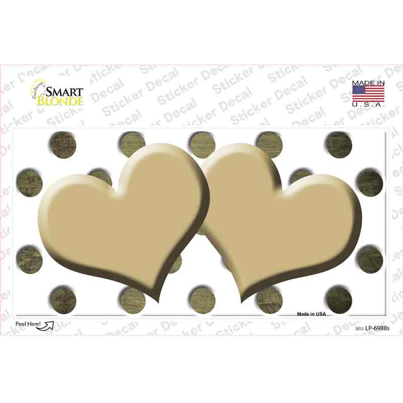 LP-6988s-M Gold White Dots Hearts Oil Rubbed Novelty Sticker Decal, Medium