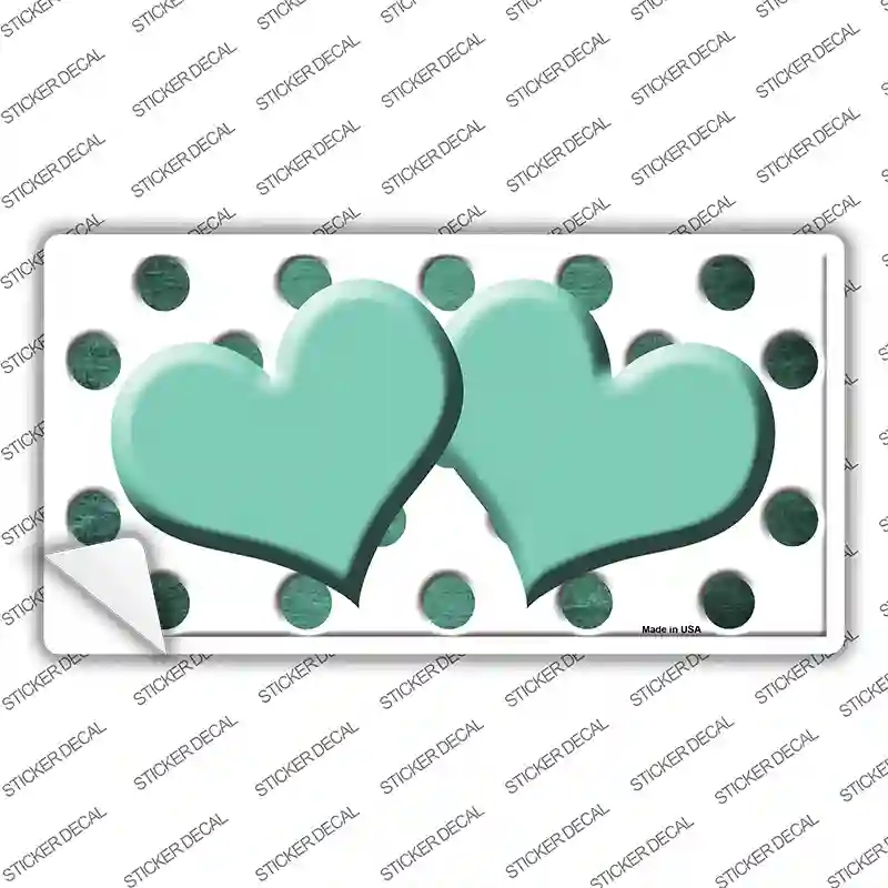 LP-6989s-L Mint White Dots Hearts Oil Rubbed Novelty Sticker Decal, Large