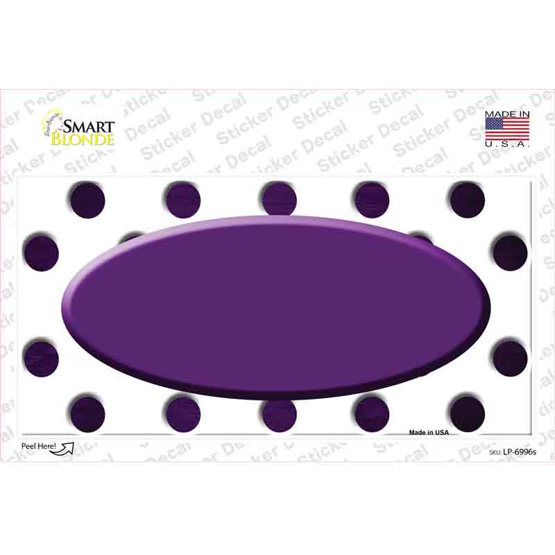 LP-6996s-M Purple White Dots Oval Oil Rubbed Novelty Sticker Decal, Medium