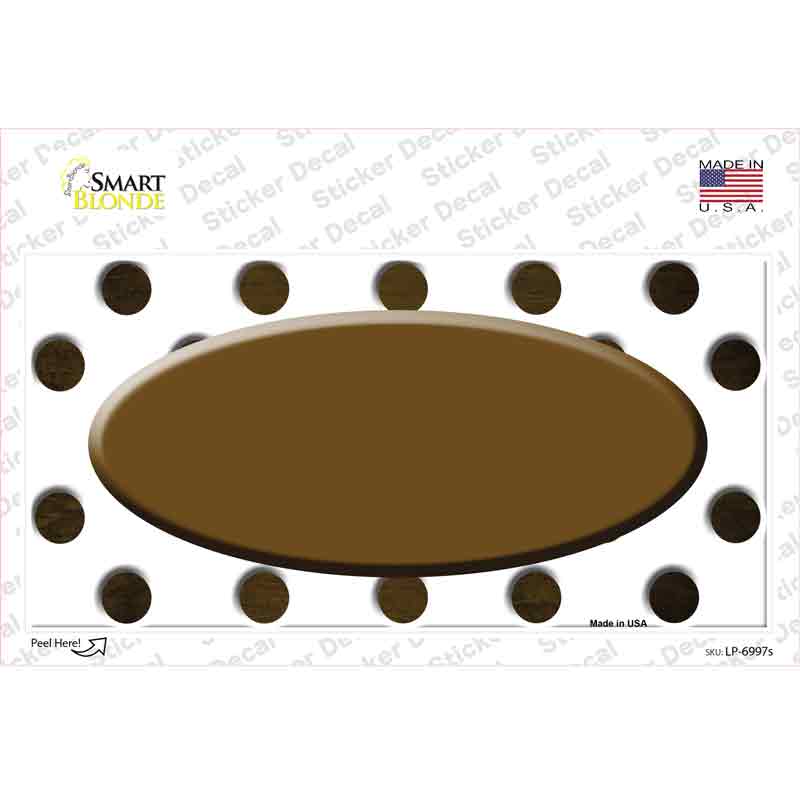 LP-6997s-M Brown White Dots Oval Oil Rubbed Novelty Sticker Decal, Medium