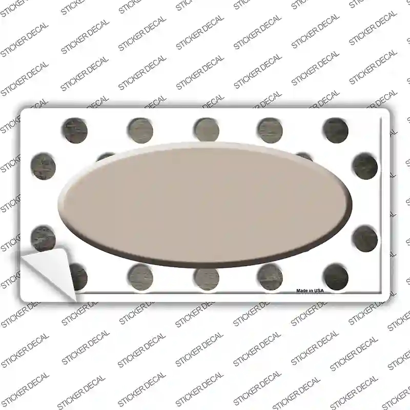 LP-6998s-L Tan White Dots Oval Oil Rubbed Novelty Sticker Decal, Large