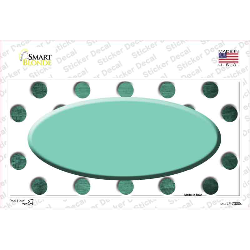 LP-7000s-M Mint White Dots Oval Oil Rubbed Novelty Sticker Decal, Medium