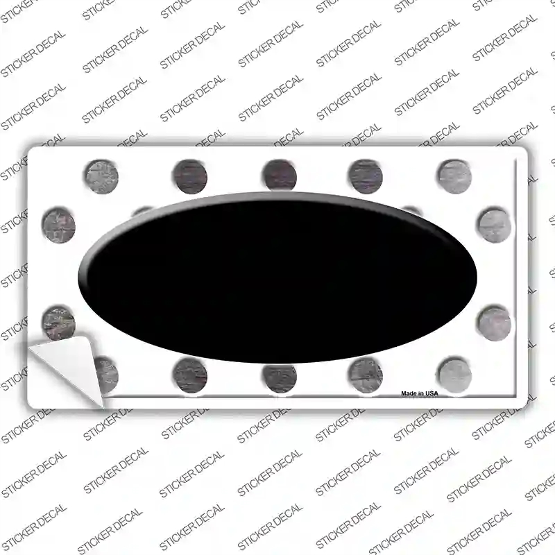 LP-7001s-S Black White Dots Oval Oil Rubbed Novelty Sticker Decal, Small