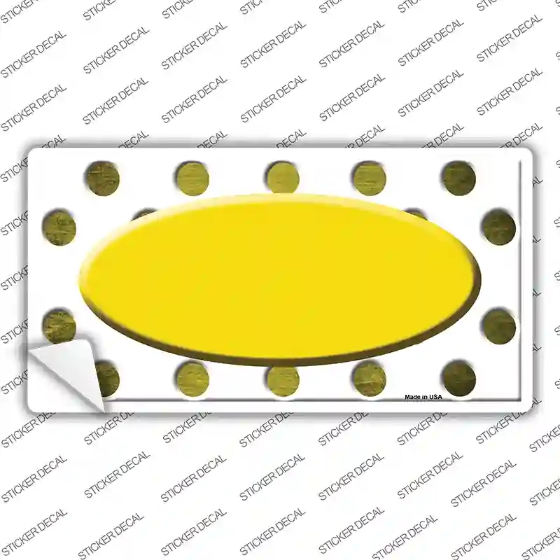 LP-7002s-L Yellow White Dots Oval Oil Rubbed Novelty Sticker Decal, Large