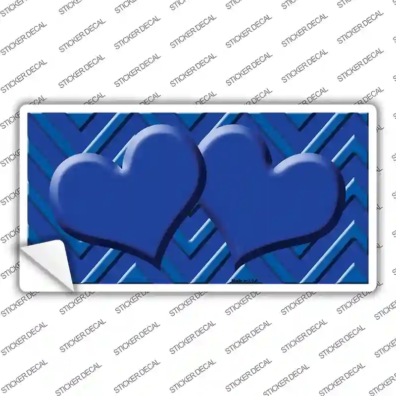 LP-4968s-L Blue Light Blue Heart Chevron Novelty Sticker Decal, Large