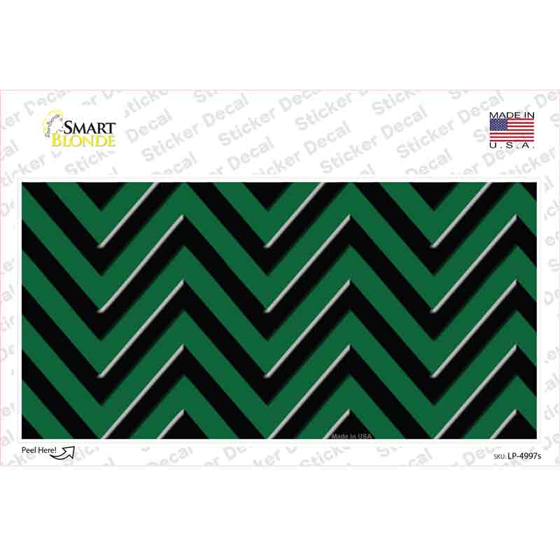 LP-4997s-M Green Black Chevron Novelty Sticker Decal, Medium