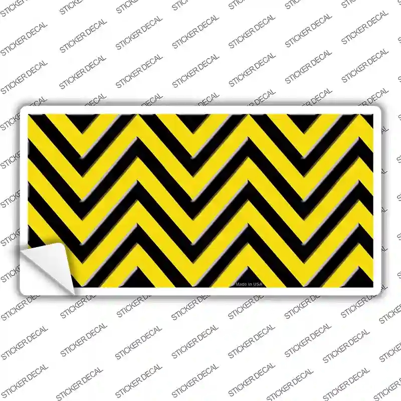 LP-5035s-XL Yellow Black Chevron Novelty Sticker Decal, Extra Large