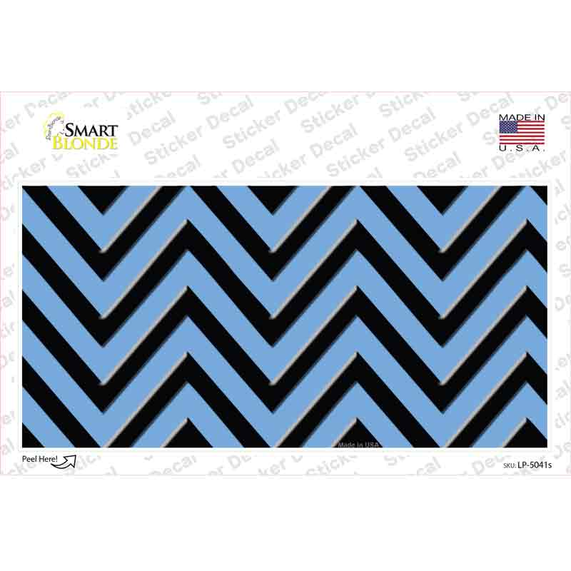 LP-5041s-M Light Blue Black Chevron Novelty Sticker Decal, Medium