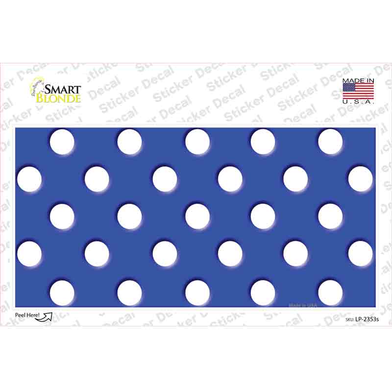 LP-2353s-M White Polka Dots Royal Blue Novelty Sticker Decal, Medium