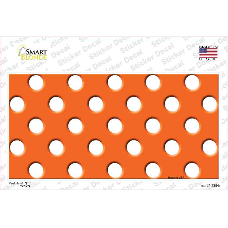 LP-2354s-M White Polka Dots Orange Novelty Sticker Decal, Medium