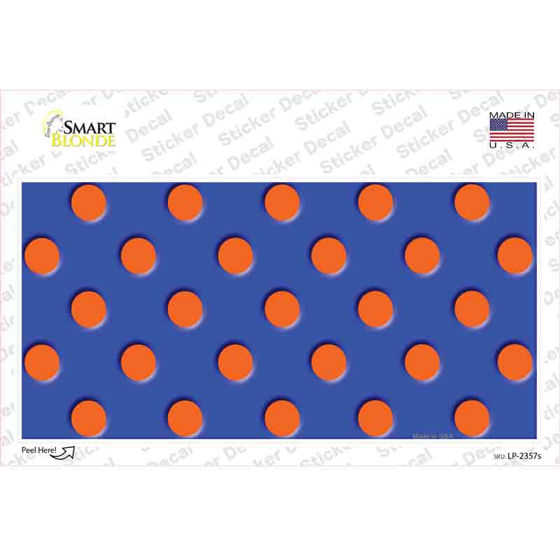 LP-2357s-M Orange Polka Dots Royal Blue Novelty Sticker Decal, Medium