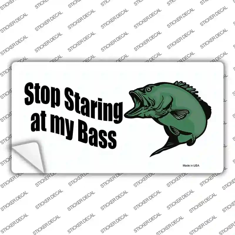 LP-2387s-S Stop Staring At My Bass Novelty Sticker Decal, Small