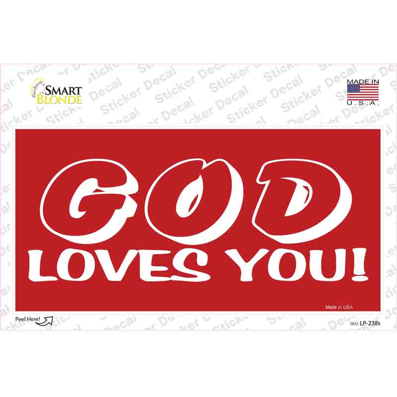 LP-238s-M God Loves You Novelty Sticker Decal, Medium