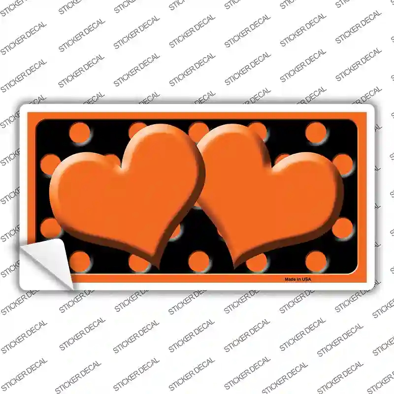 LP-2425s-L Orange Black Polka Dot Center Hearts Novelty Sticker Decal, Large