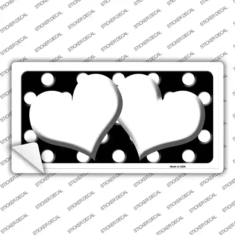 LP-2427s-L White Black Polka Dot Center Hearts Novelty Sticker Decal, Large
