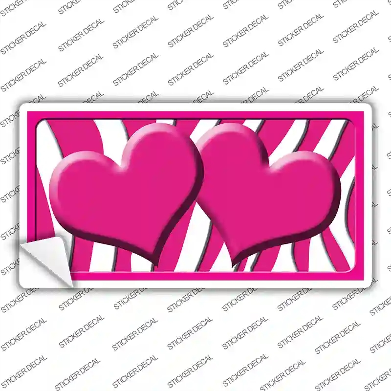 LP-2432s-XL Hot Pink White Zebra Centered Hearts Novelty Sticker Decal, Extra Large