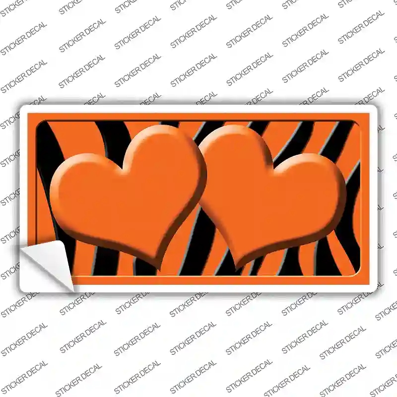 LP-2437s-L Orange Black Zebra Centered Hearts Novelty Sticker Decal, Large