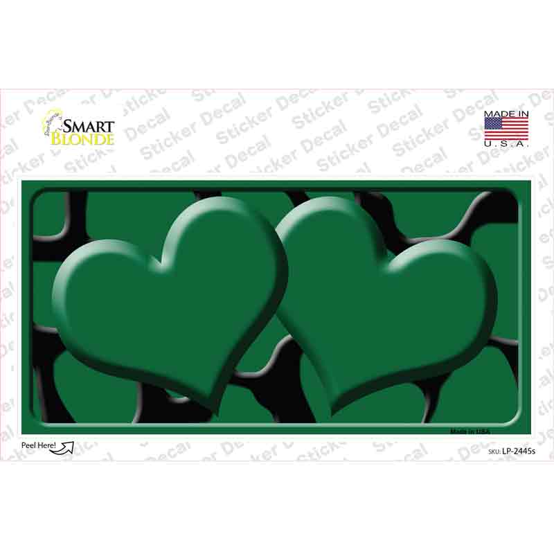 LP-2445s-M Green Black Giraffe Centered Hearts Novelty Sticker Decal, Medium