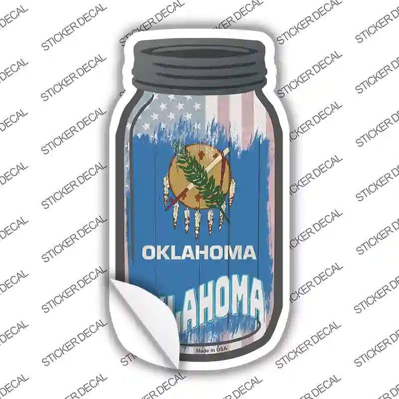 MJ-538s-S Oklahoma USA Flag Novelty Mason Jar Sticker Decal, Small