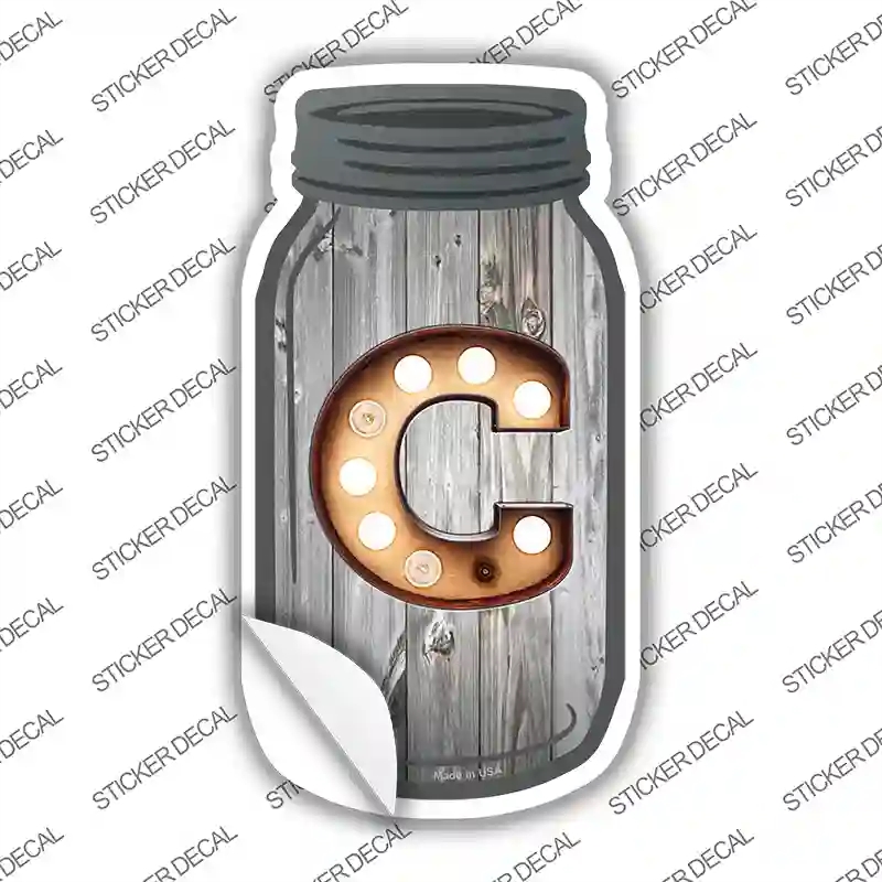 MJ-555s-L C Bulb Lettering Novelty Mason Jar Sticker Decal, Large
