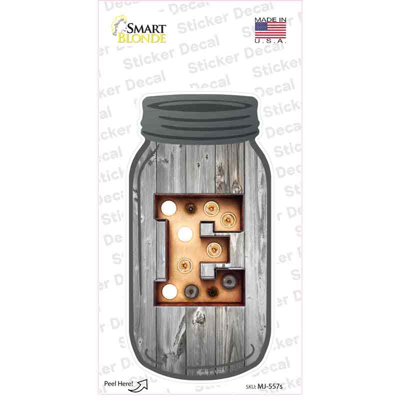 MJ-557s-M E Bulb Lettering Novelty Mason Jar Sticker Decal, Medium
