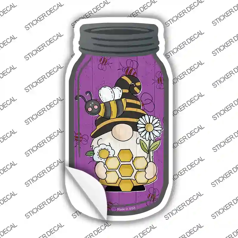 MJ-769s-S Gnome with Honeycomb Novelty Mason Jar Sticker Decal, Small