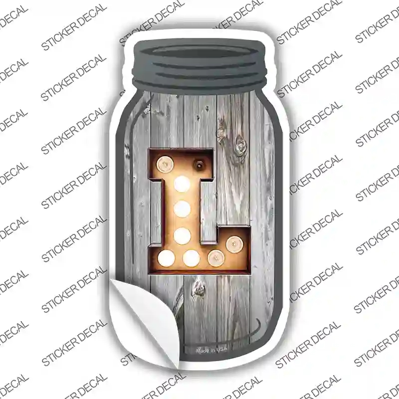 MJ-564s-L L Bulb Lettering Novelty Mason Jar Sticker Decal, Large