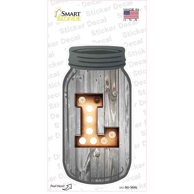MJ-564s-M L Bulb Lettering Novelty Mason Jar Sticker Decal, Medium