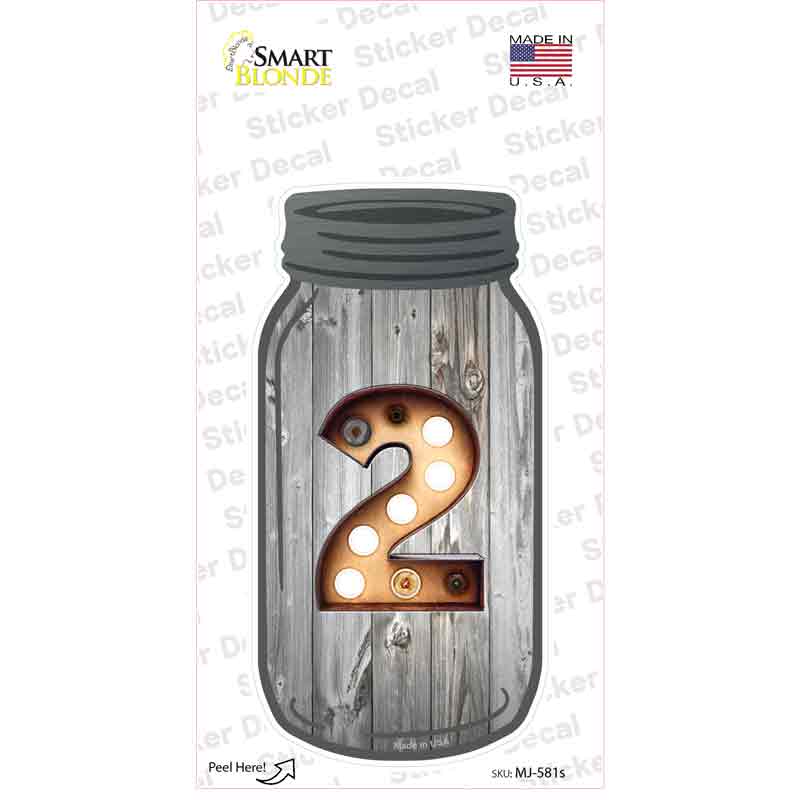 MJ-581s-M 2 Bulb Lettering Novelty Mason Jar Sticker Decal, Medium