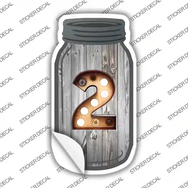 MJ-581s-S 2 Bulb Lettering Novelty Mason Jar Sticker Decal, Small