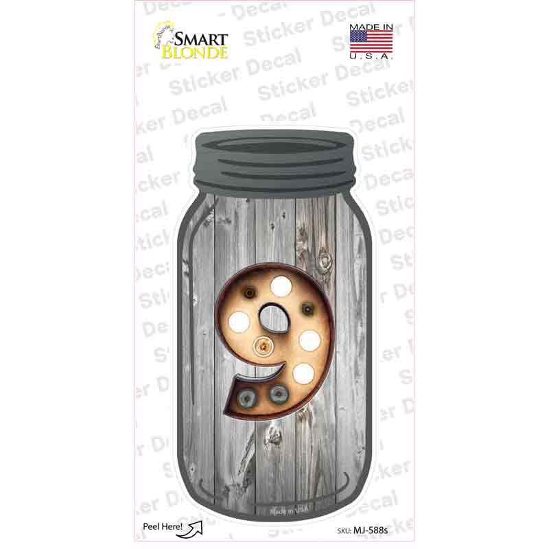 MJ-588s-M 9 Bulb Lettering Novelty Mason Jar Sticker Decal, Medium