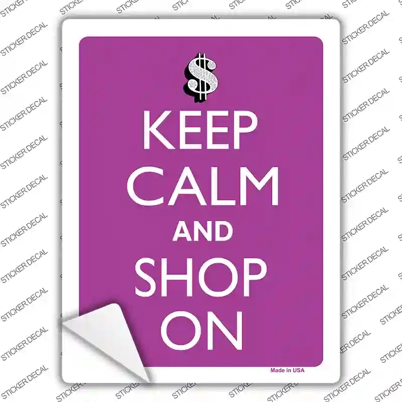 P-2126s-XL Keep Calm & Shop on Novelty Rectangle Sticker Decal, Extra Large