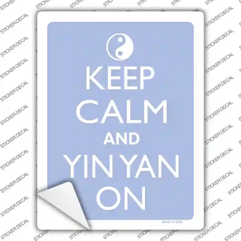 P-2130s-L Keep Calm & Yin Yang Novelty Rectangle Sticker Decal, Large